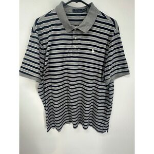 Polo Ralph Lauren Men's XL Classic Fit Striped Short Sleeve Polo Shirt Gray Navy